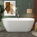 FerdY 67' Bali Elite Acrylic Freestanding Bathtub, Gracefully Shaped Freestanding Soaking Bathtub, cUPC Certified, Toe-Tap Brushed Nickel Drain&FerdY Back Scrubber for Shower, Body Brush for Men Women