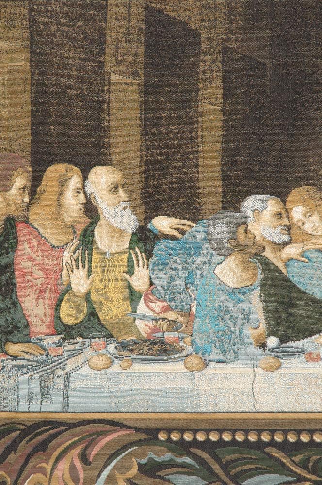 C Charlotte Home Furnishings Inc The Last Supper Border italian Tapestry Wall Hanging | Viscose Cotton and Polyester Blend Wall Art | 25 in. x 56 in | Home Decor Accents | By Leonardo da Vinci