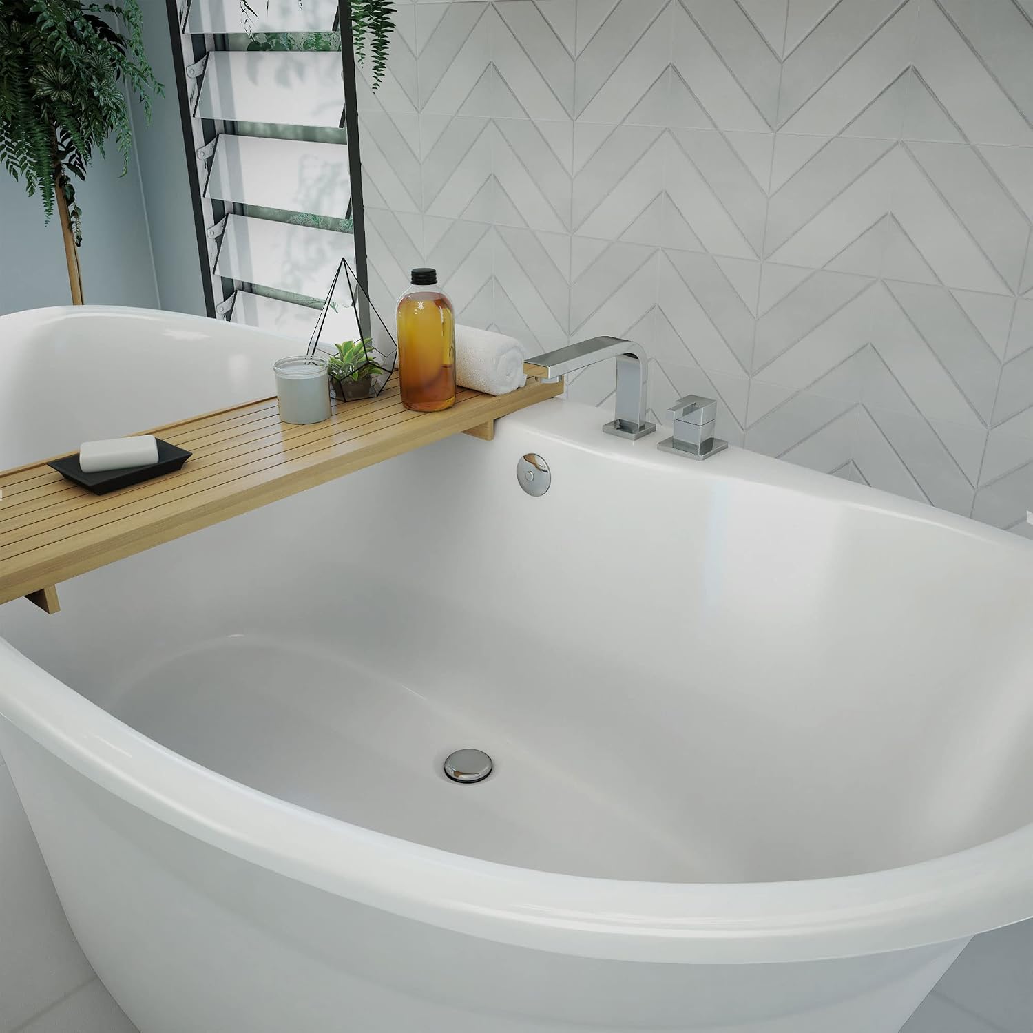 DreamLine Montego 66 inch L x 27 inch H White Acrylic Freestanding Bathtub