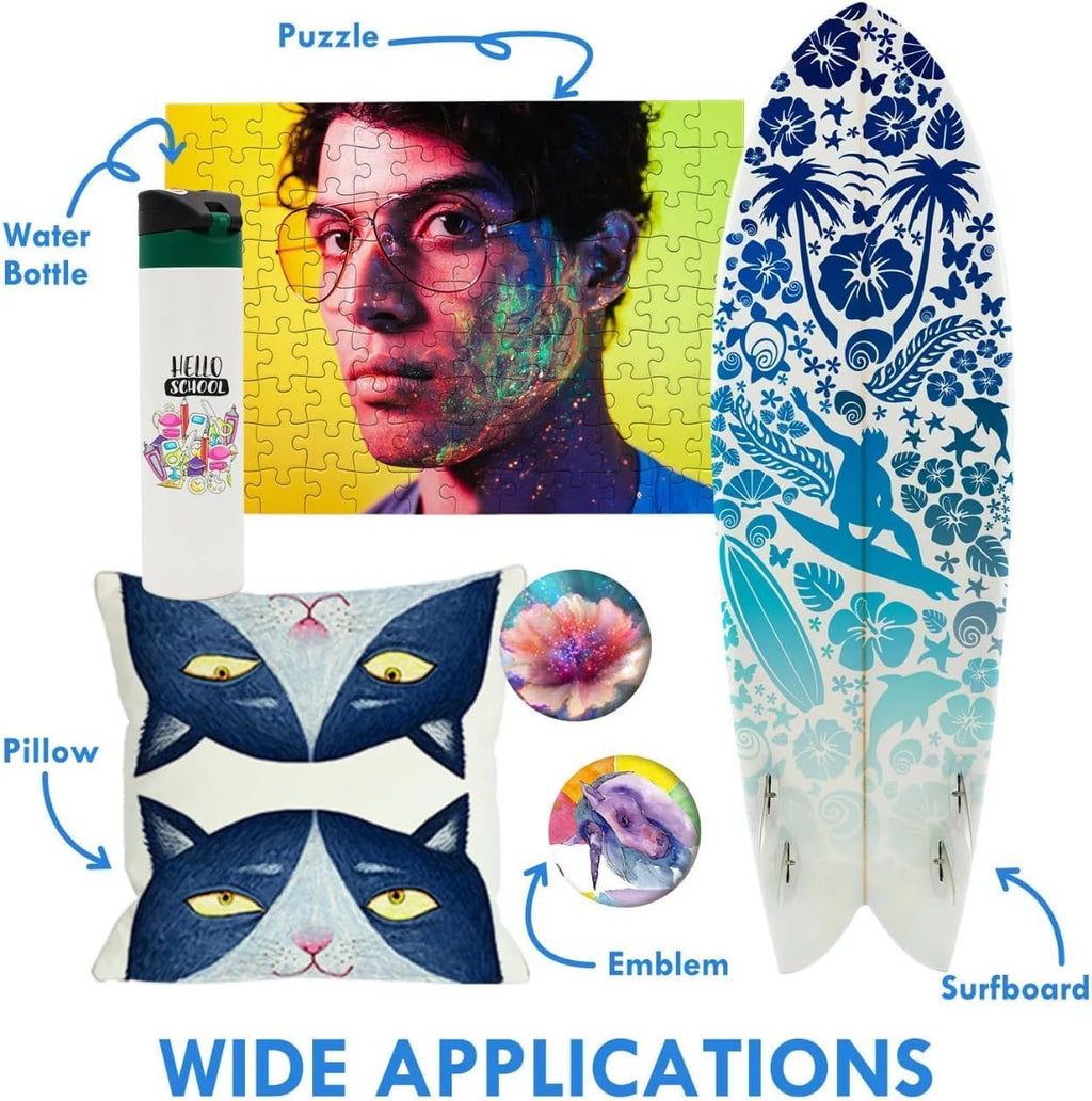 A4 Sublimation Printer for Clothes, T-Shirt Transfer Printing Machine, Direct to Film Printer. 4 Sublimation Ink Set: C/M/Y/B, Printing Paper,Tape Heat. Printers New