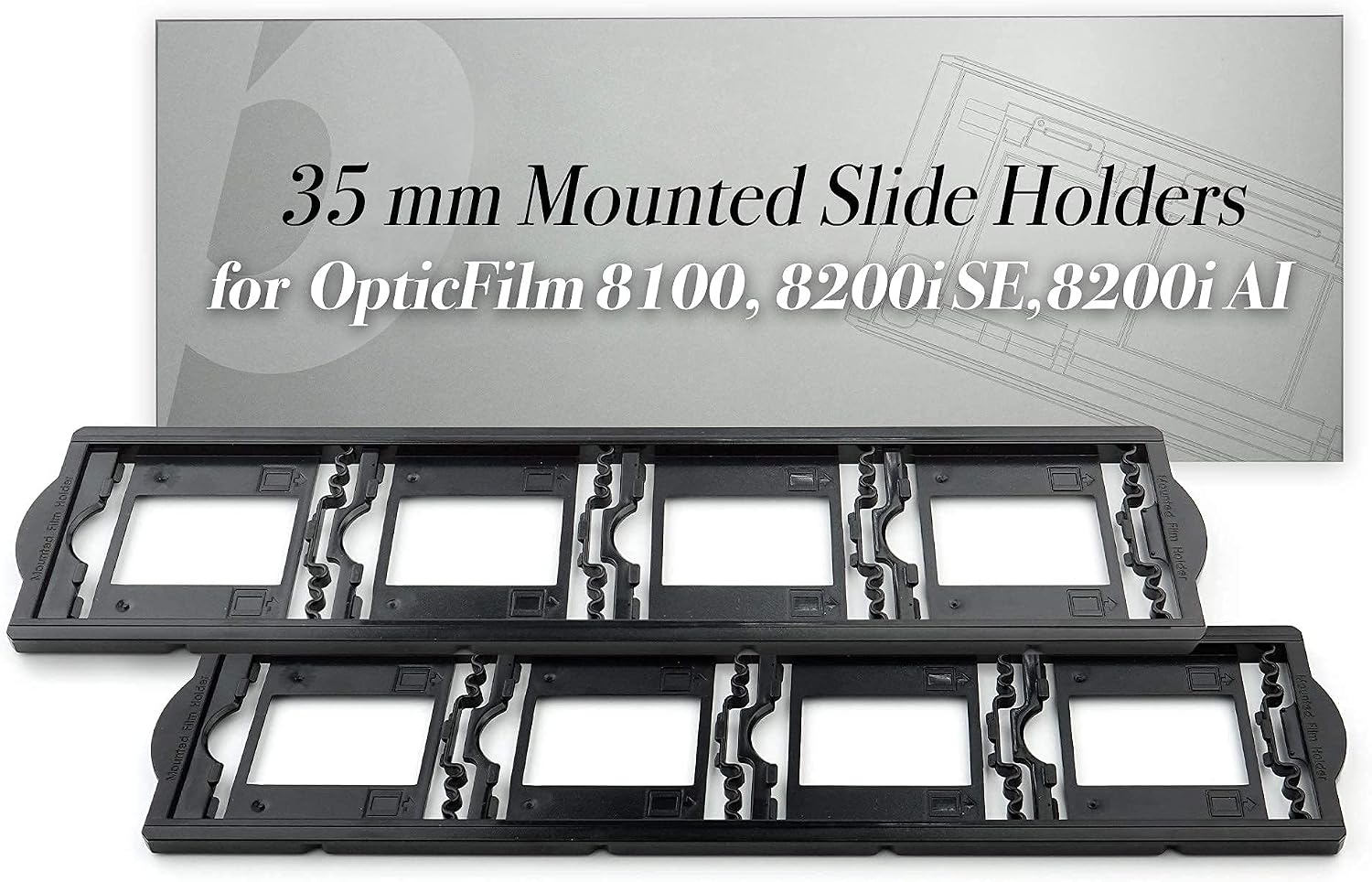 PlustekOpticFilm 8200i SE Film & Slide Scanner Converter + 35mm Mounted Slide Holders kit x 2