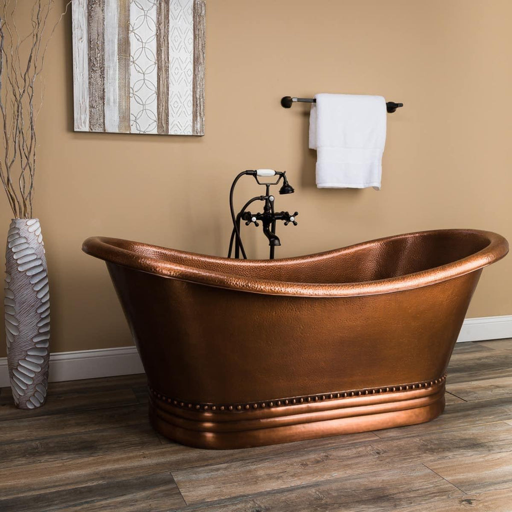 Vintage Tub & Bath Melody 58 Inch Copper Freestanding Double Slipper Bathtub - Medium Copper
