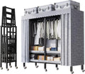 Foldable Wheeled Clothes Rack - Portable Heavy Duty Wardrobe Closet, Load 2000lbs/With Cover Bedroom Armoires Freestanding Clothing Coat Storage Rack Rolling Garment Rack For Hanging Clothes ( Size :
