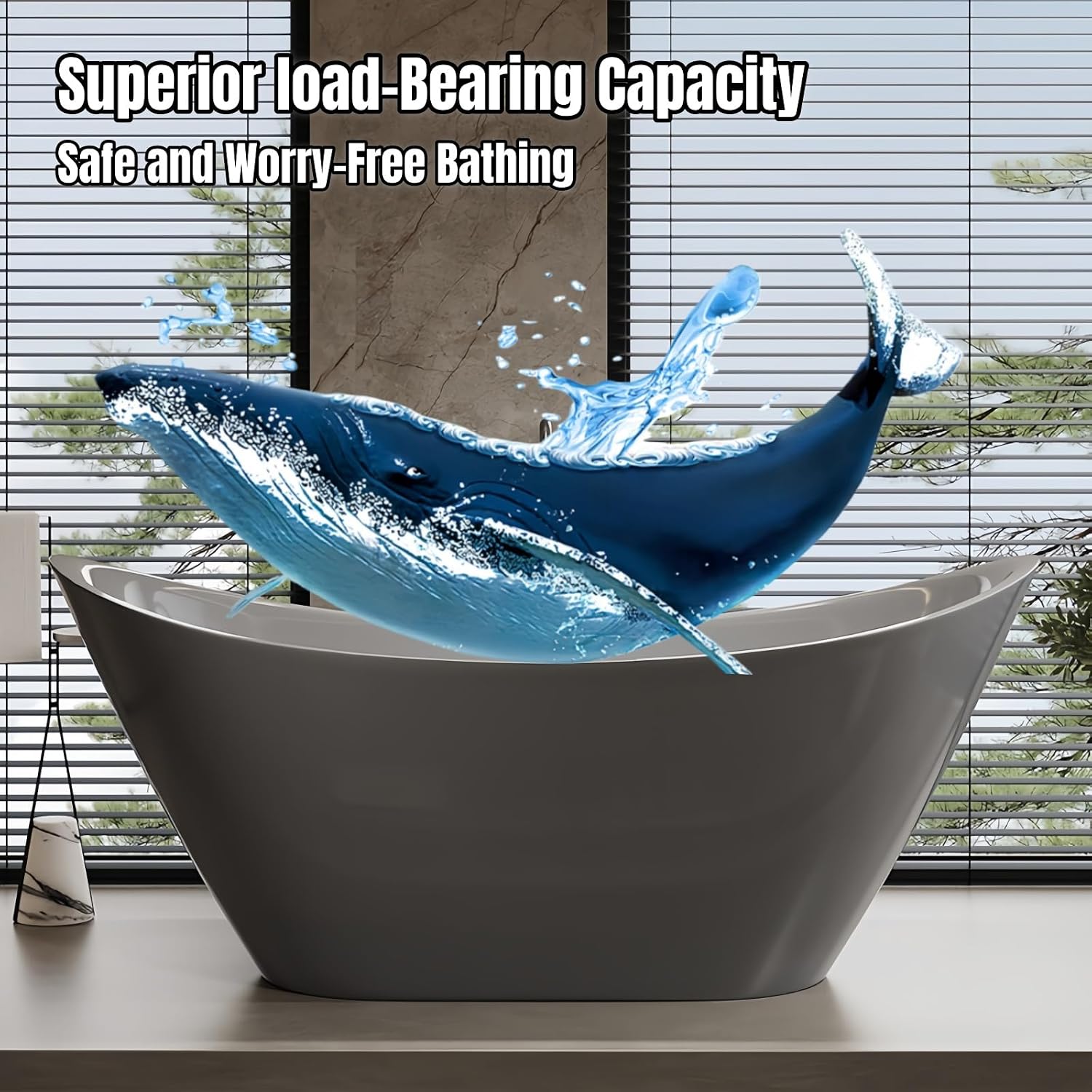 60' Edeyeu Stylish Freestanding Bathtub - Modern Soaker Tub With Double Backrest, Extra Deep Soaking Tub for Full Immersion Bathing, Ergonomically Designed Freestanding Bathtubs with Drain Green