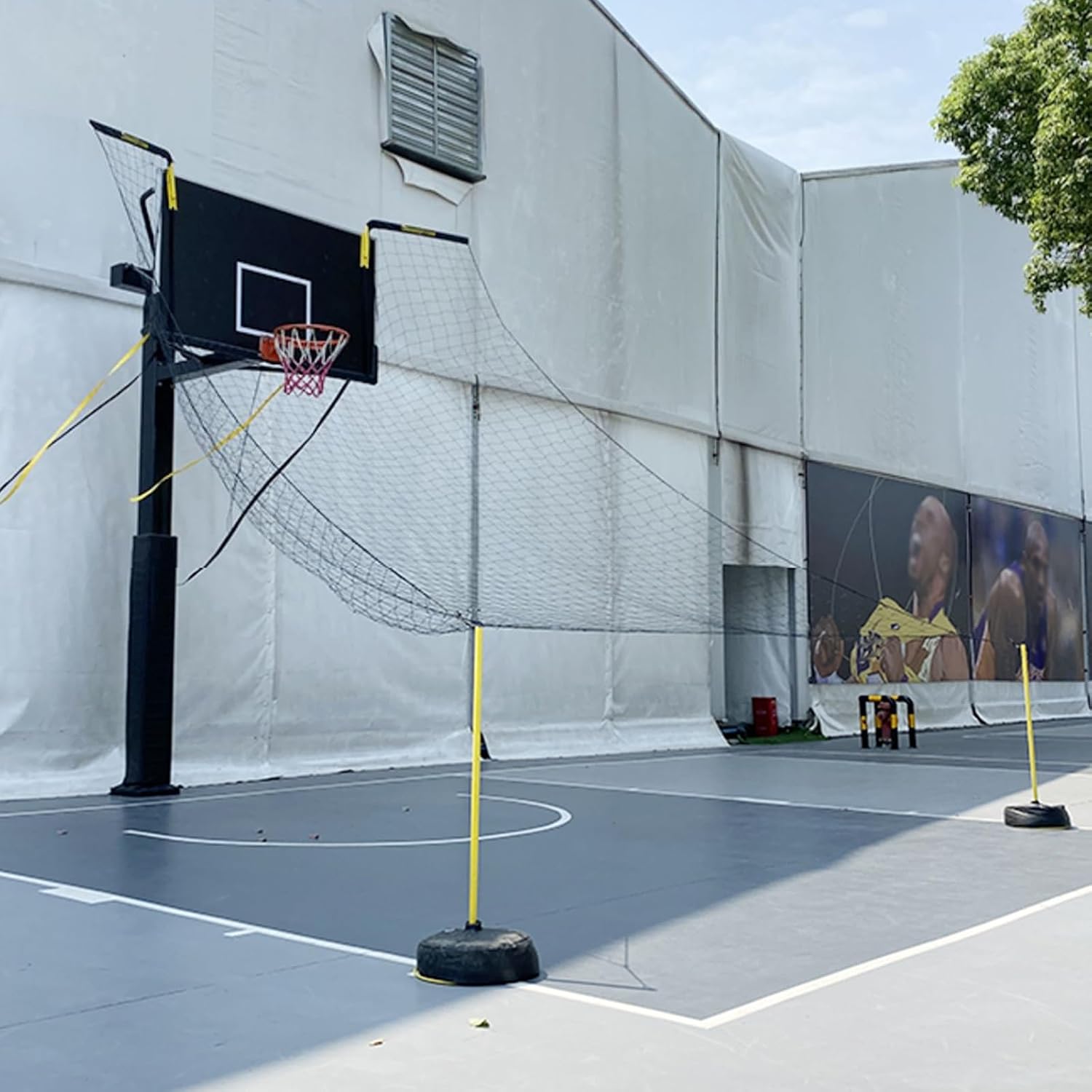 Yard Basketball Rebounder Net Return System Metal, Basketball Hoop Returner for Home & Outdoor Practice, Park Court Shot Trainer for 3-Pointers/Jump Shots/Free Throws