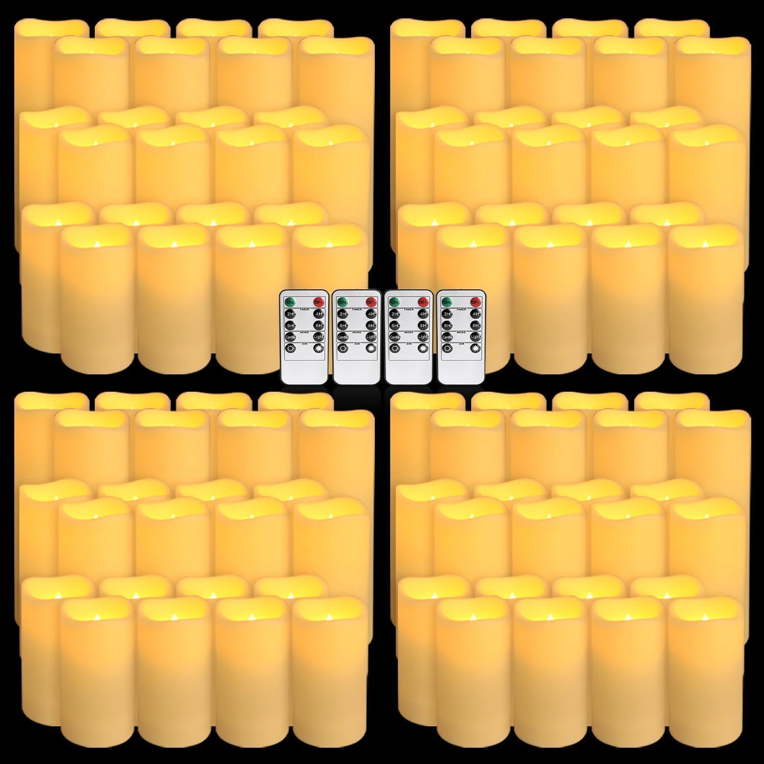 YOROXRG Set of 96 Waterproof Outdoor Flameless Candles, LED Candles with 4 Remote and Timer,(H 4' 5' 6' x D 2.2'),for Halloween Wedding Festival