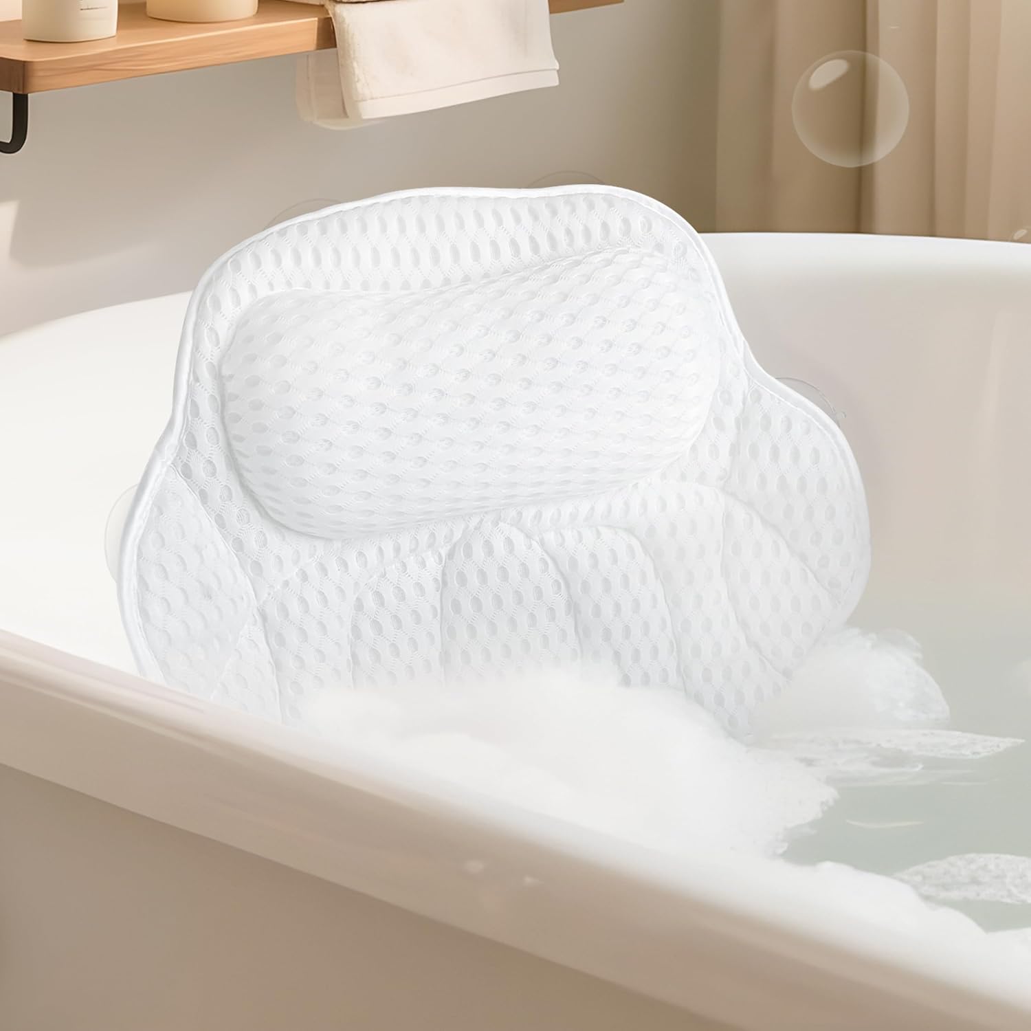 FerdY Nauru 55' Acrylic Freestanding Bathtub with Headrest, Gracefully Shaped Soaking Bathtub, Glossy White cUPC Certified, Toe-Tap Chrome Drain & Classic Slotted Overflow & Bath Pillow Included