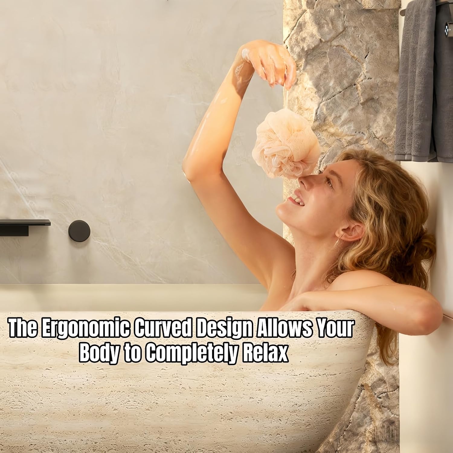 64' Edeyeu Freestanding Bathtub - Extra Deep Soaking Tub, Premium Solid Surface Bathtub for Spa-Level Comfort, Durable Free Standing Bathtub for Modern Bathroom Relaxation Style A