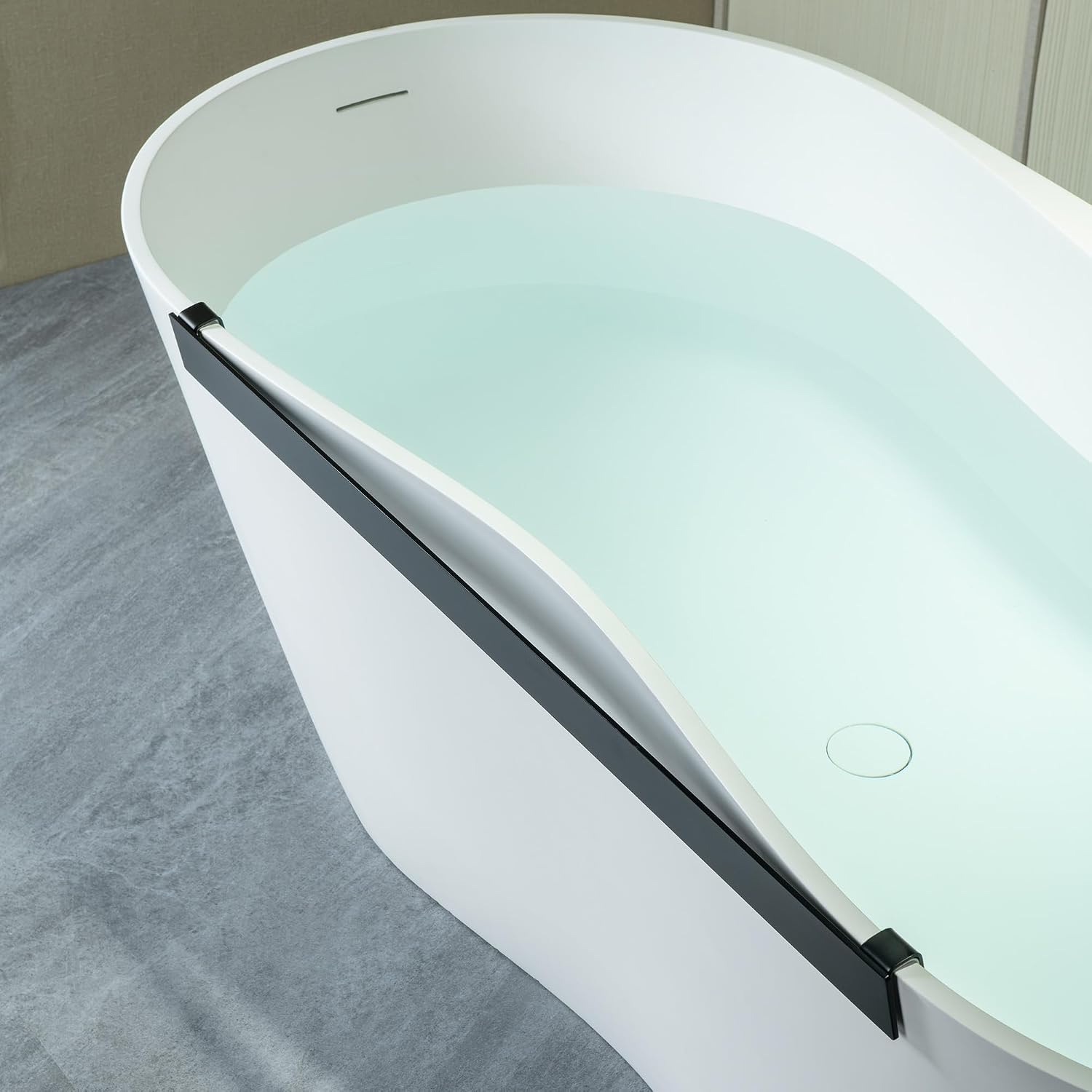 WOODBRIDGE 71' L x 31-1/2' W Luxury Contemporary Solid Surface Stone Resin Freestanding Bathtub in Matte White