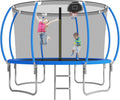 Tranpoline 10FT 12FT 14FT 16FT Tranpoline for Kids with Safety Enclosure Net Recreational Tranpoline for Adults ASTM Approval Backyard Outdoor Tranpoline with Basketball Hoop