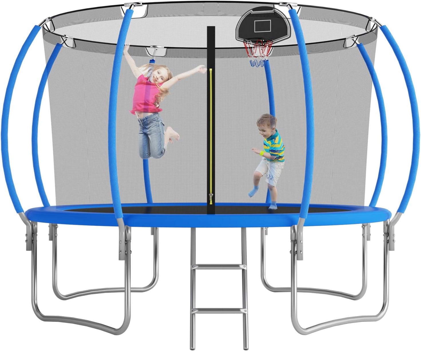 Tranpoline 10FT 12FT 14FT 16FT Tranpoline for Kids with Safety Enclosure Net Recreational Tranpoline for Adults ASTM Approval Backyard Outdoor Tranpoline with Basketball Hoop