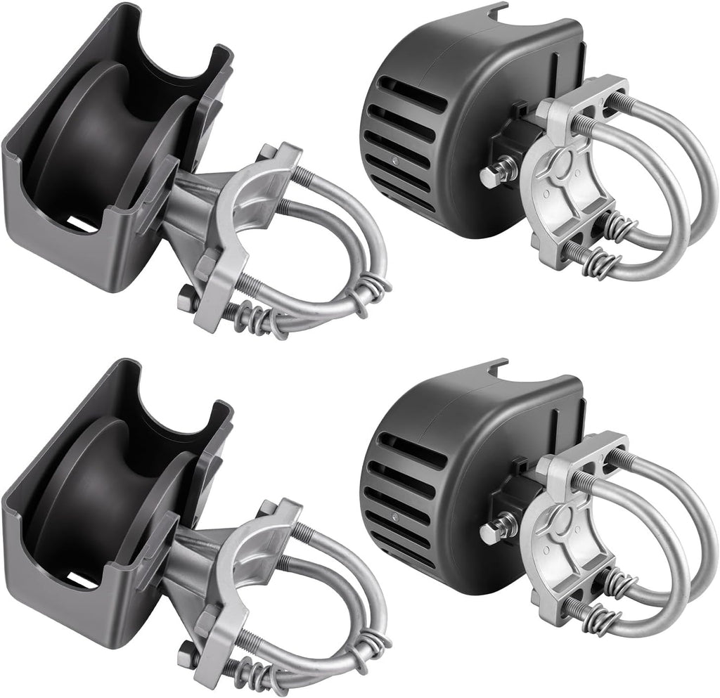 Sliding Gate Rollers, Nylon Cantilever Slide Gate with Covers, Rolling Cantilever, 4' Round Post, 2-3/8' or 2-1/2' for Chain Link Fence Gate Frame, Slide Gate Roller Hardware - Pack of 4