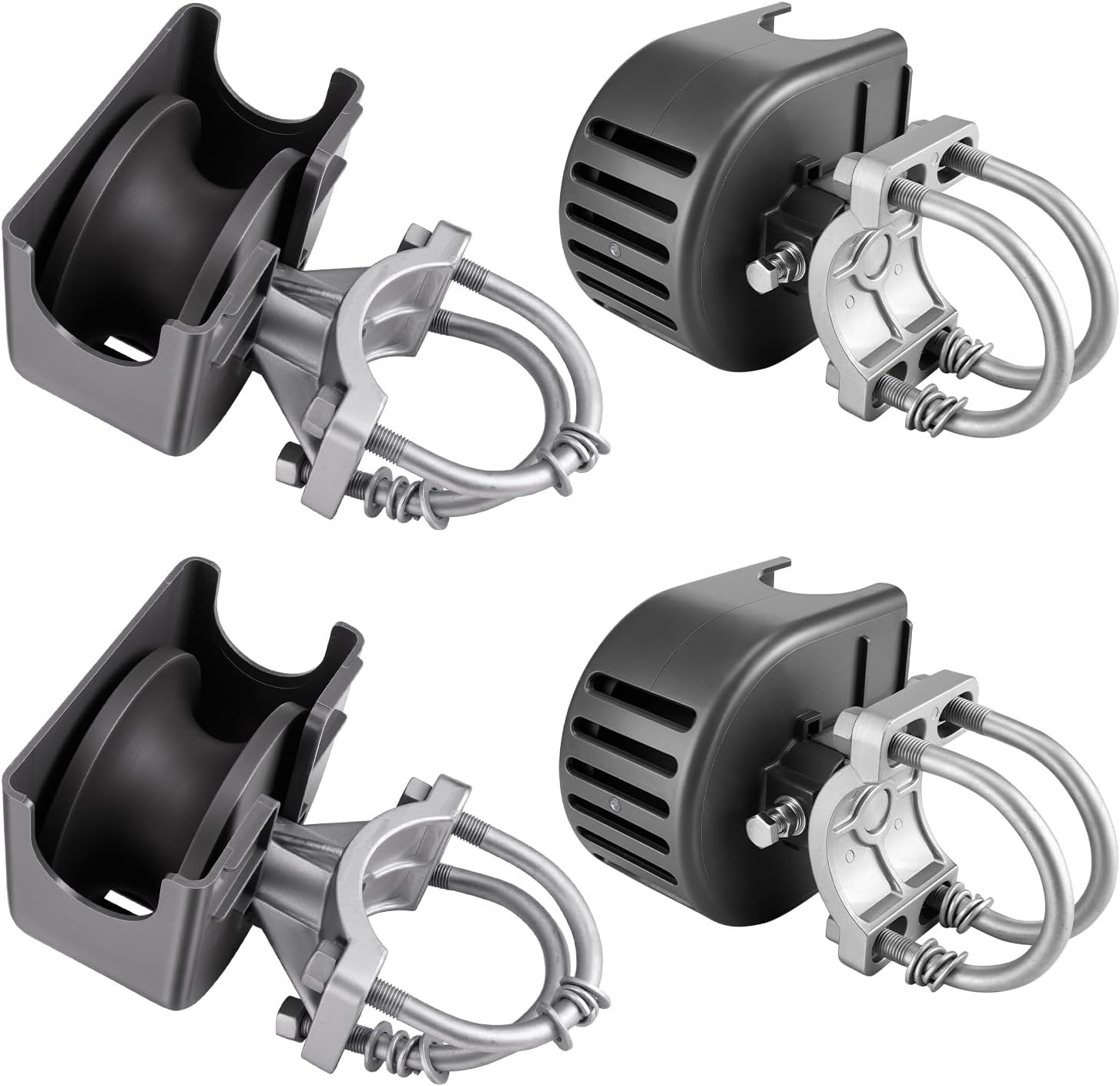 Sliding Gate Rollers, Nylon Cantilever Slide Gate with Covers, Rolling Cantilever, 4' Round Post, 2-3/8' or 2-1/2' for Chain Link Fence Gate Frame, Slide Gate Roller Hardware - Pack of 4