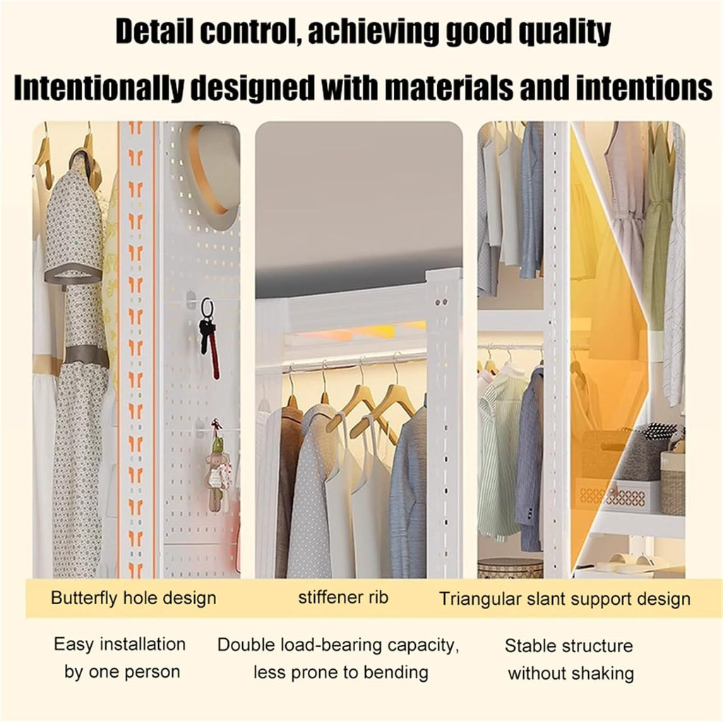 Foldable Portable Closets, Clothes Rack With Cover, Heavy Duty Portable Closet, Portable Closet Rack,Freestanding Coat Storage Armoire, For Bedrooms