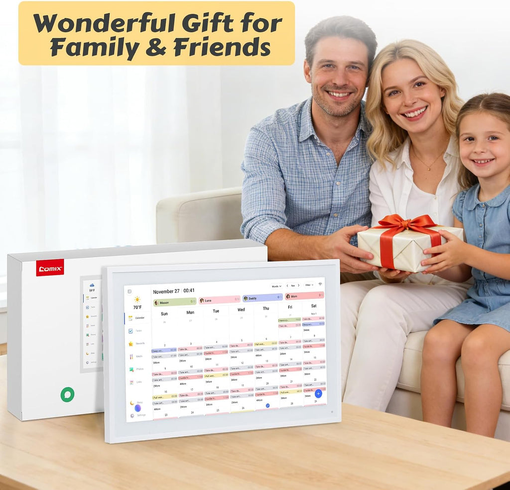 COMIX 15.6' Smart Digital Wall Calendar - WiFi Family Organizer with Sync Google/Outlook/Apple Calendar, Touchscreen Meal Planner & Chore Chart, Digital Photo Frame for Home & Office