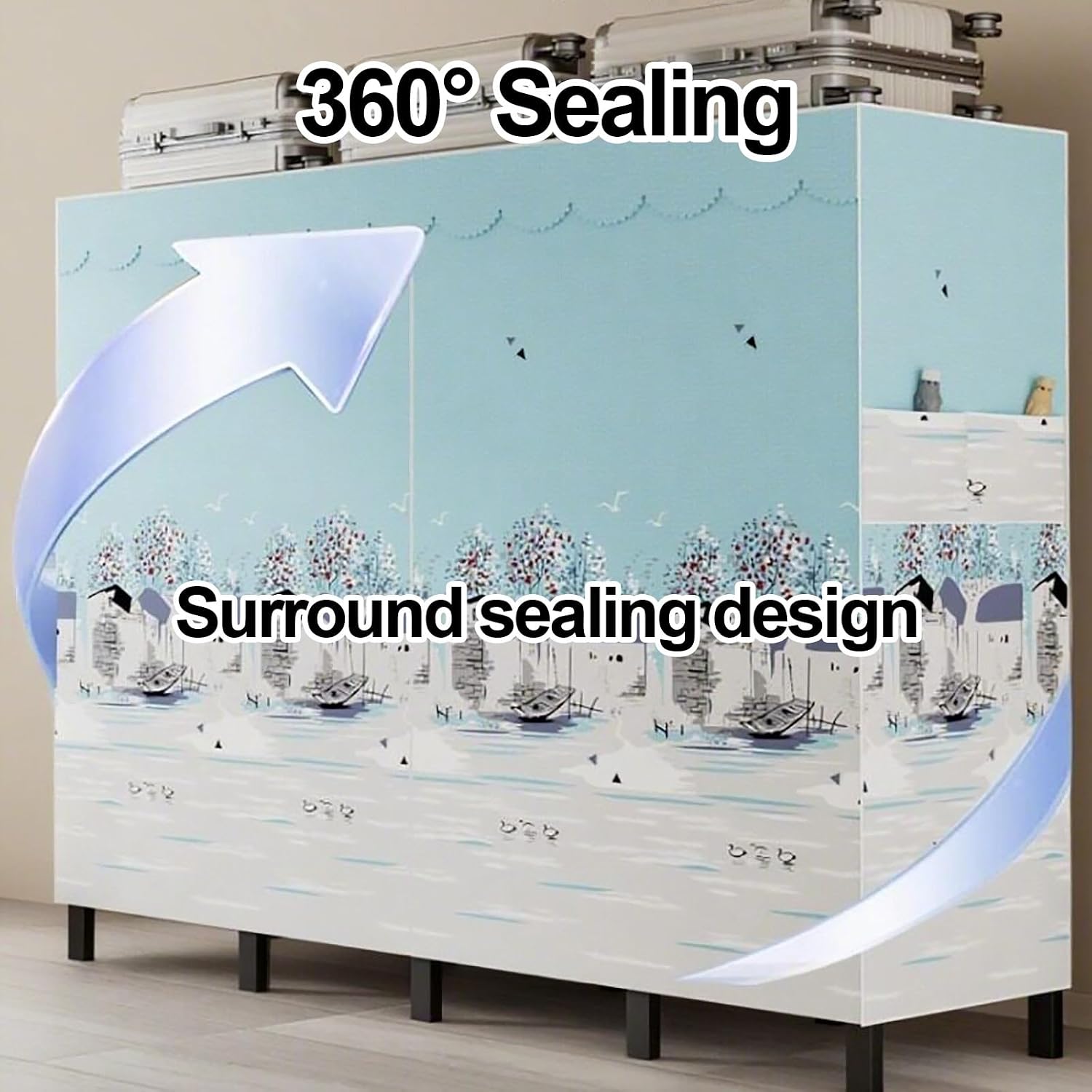 Foldable Wardrobe Closet For Hanging Clothing, Heavy Duty Clothes Rack With Cover, Metal Garment Rack, Covered Coat Armoire Storage For Bedroom(D,168X50X170cm)