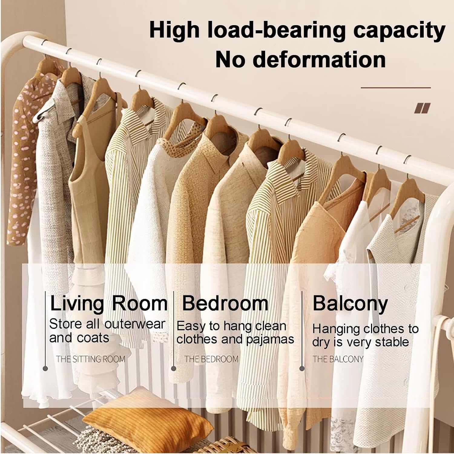 Metal Clothes Rack,Clothing Racks,Garment Rack With Storage Shelves And Coat/Hat Hooks,Freestanding Organizer For Bedroom Living Room(Black,60cm/23.6in)