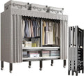 Heavy Duty Portable Wardrobe Closet With Cover and Wheels Collapsible Clothes Rack With Hang Rods & Shelves Large Rolling Garment Rack for Hanging Clothes Coat Storage Organizer(Size:125*52*180cm)