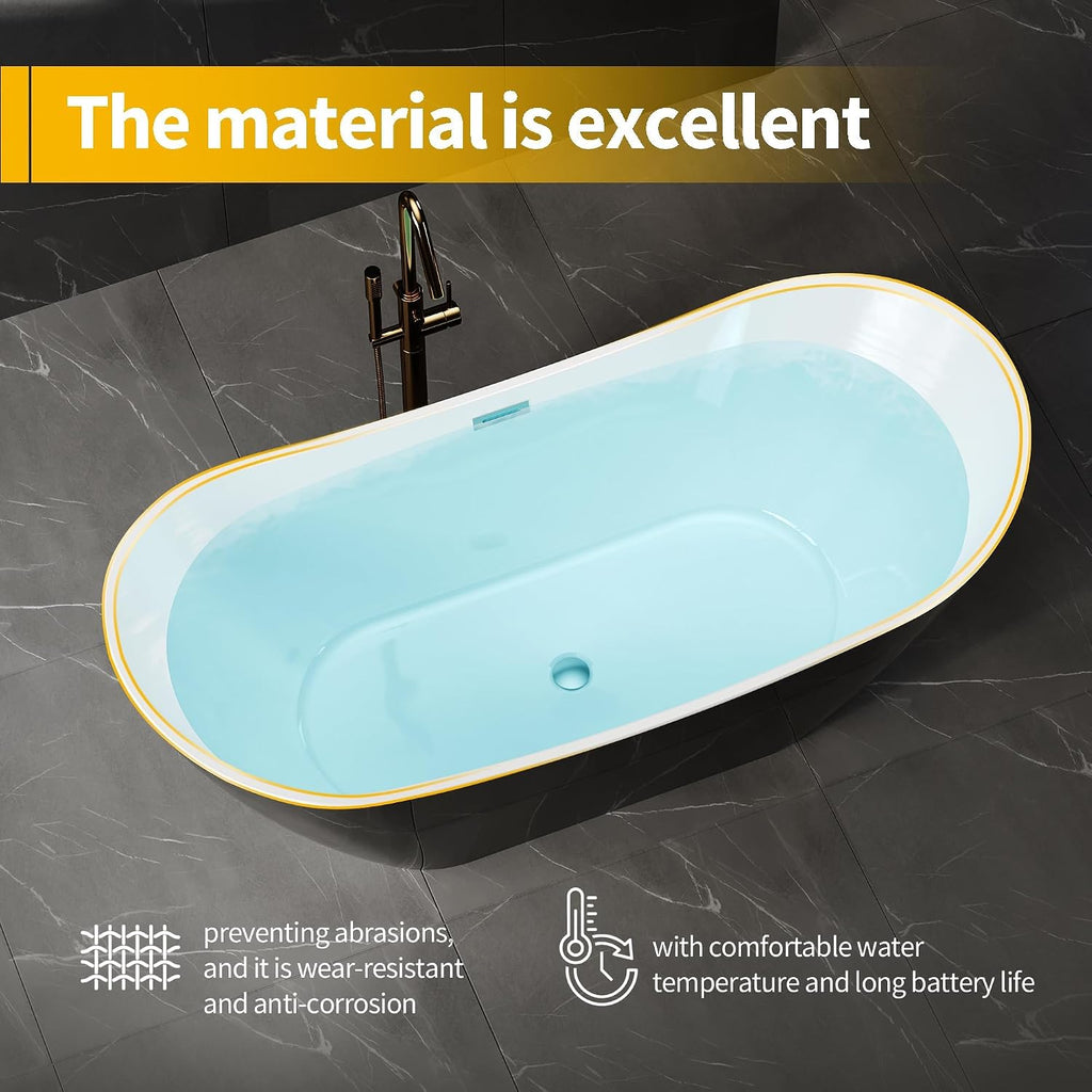 GarveeTech 67 Inch Freestanding Bathtub, Acrylic Deep Soaking Tub, Non-Slip Acrylic Tub with Chrome Overflow and Drain, cUPC Certified, Ergonomic Modern Bath for Bathrooms, Easy-Install