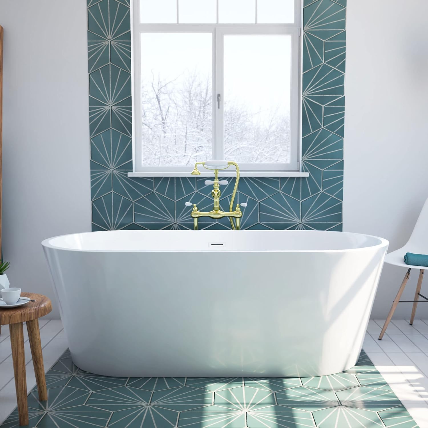 DreamLine Havana 67 in. L x 23 in. H Acrylic Freestanding Bathtub