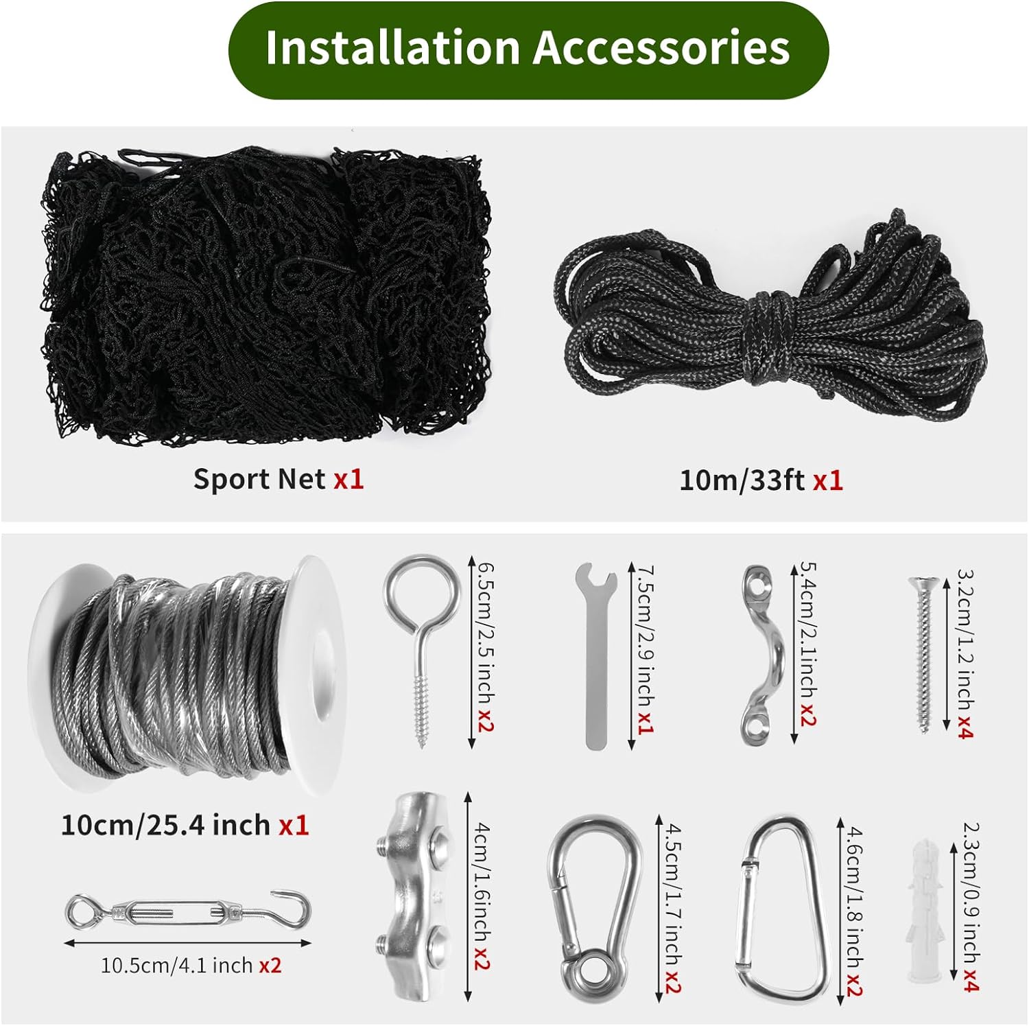 Baseball Net Netting Batting Cage Net Backstop Net - Heavy Duty Nylon Sports Netting with 33FT Rope & Steel Hanging Kit, Multiple Sizes for Backyard Garage Indoor Outdoor Practice