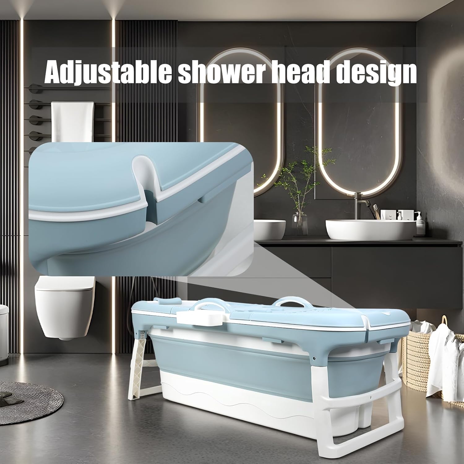 Portable Tub for Adults, Ice Bath Tub, Foldable Bathtub for Adults, Bathtub for Shower, Ice Bath, Sitz Bath, Portable Camping Shower, Freestanding Bathtubs 46 Inch