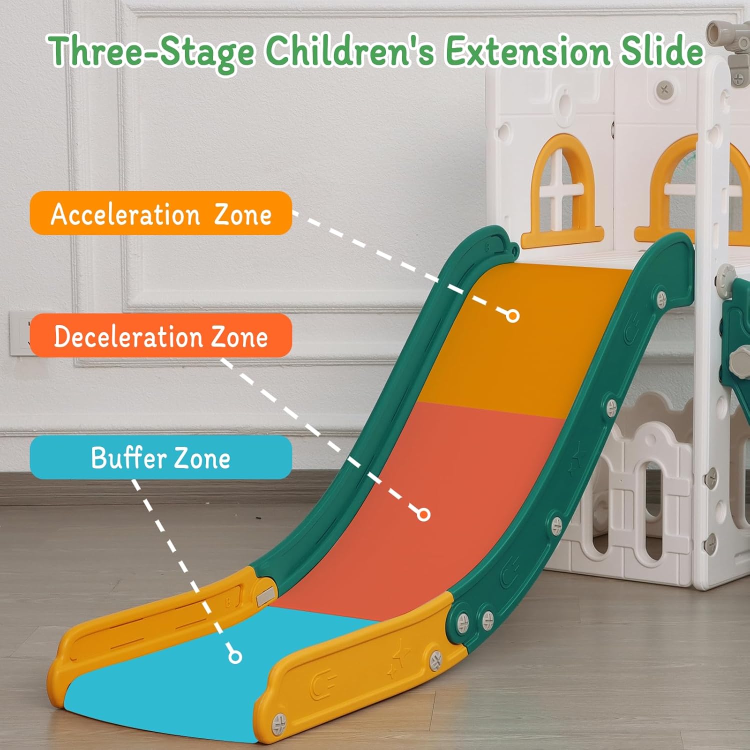 LulliSpace 6 in 1 Toddler Slide,Kids Climber Slider for Indoor Outdoor Playground with Basketball Hoop,Storage and Telescope,L Shaped Slide for Toddler Climber Playset