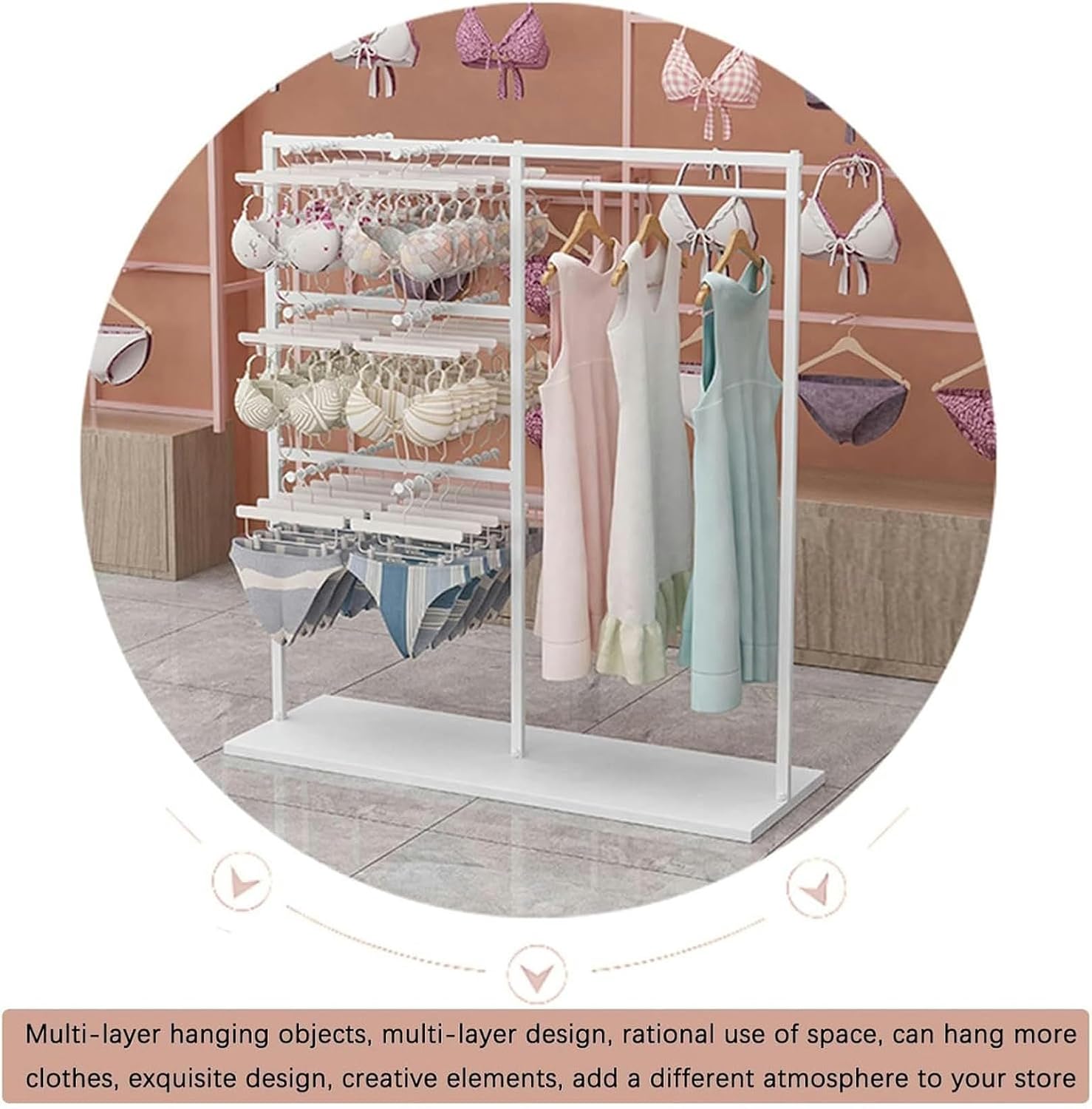 Commercial Coat Rack Stand, Underwear Display Stands, Freestanding Clothing Store Boutiques Retail Lingerie Garment Rack, for Socks Bra Panties Scarves Storage