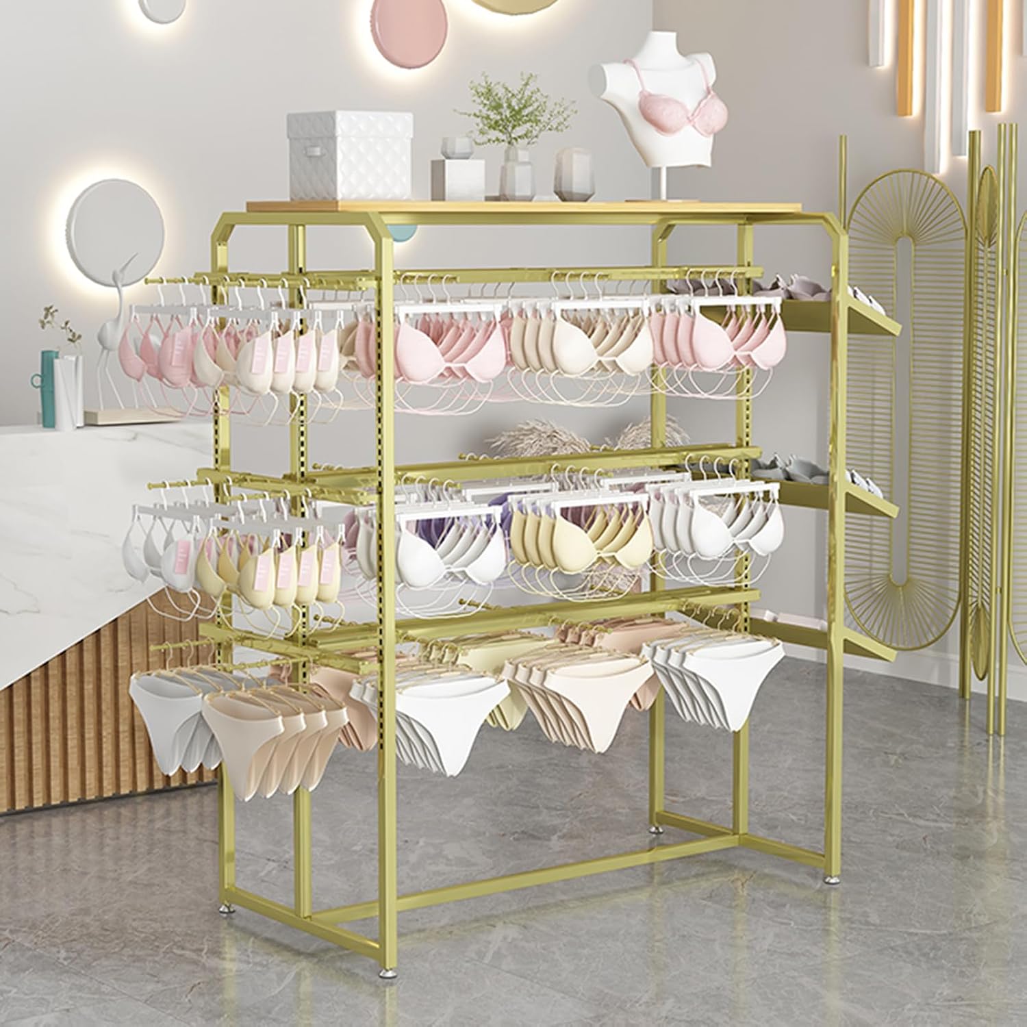 Display Stand Retail Store Garment Rack Clothing Hanger, Underwear Panty Rack Shorts Bra Display Stand, Metal Hanging Rack for Boutique Mall
