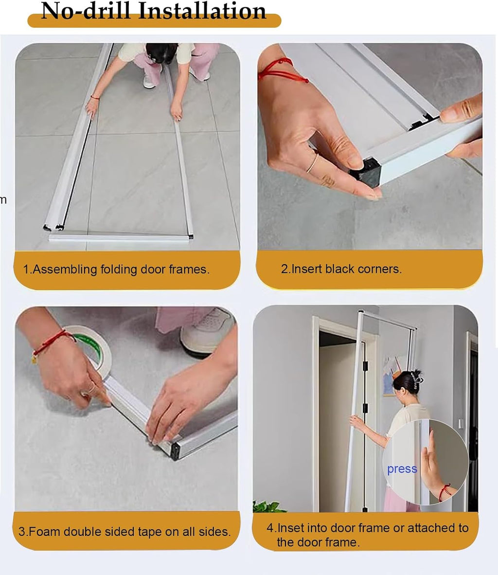 Accordion Door No Drill Telescopic Sliding Door for Doorway, Top Down Bottom Up Non-Woven Foldable Screen Door Kit, Internal/Exterior Telescopic Folding Doors(48x73in(122x185cm))