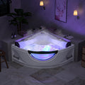 Empava 59' Corner Whirlpool Bathtub for 2-Person, Luxury Jetted Spa Tub with 10 Hydro Massage Jets, Built-in Heater, Chromatherapy LED Lights & Constant Heat System, ETL Certified Acrylic Tub