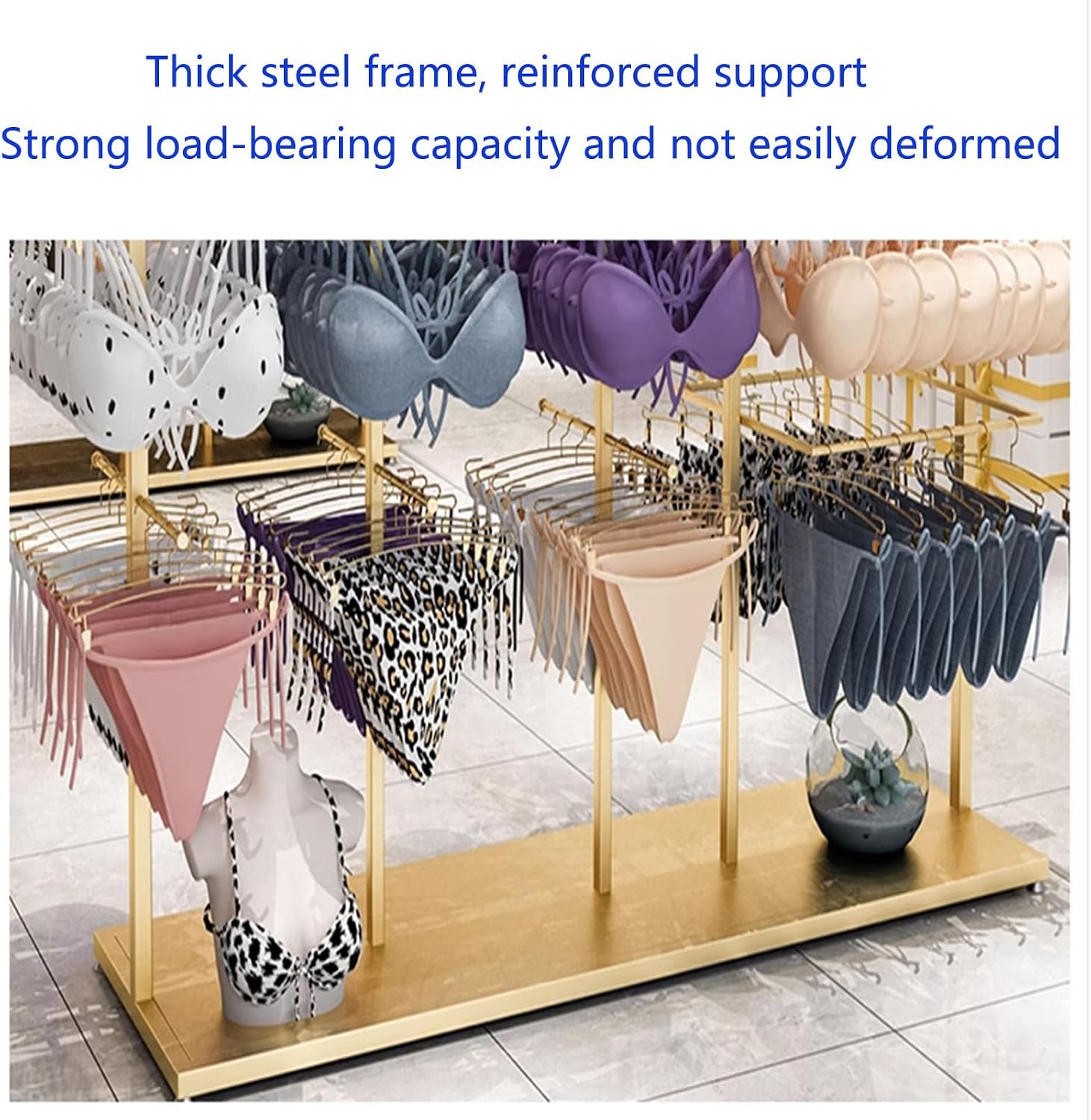 Clothing Store Garment Rack Boutique Lingerie Stand,3-layer Nakajima Rack Bra Shorts Display Storage Rack, Coat Rack Stand, Underwear Display Stands,Commercial Shelves for Socks Scarves Storage, gold