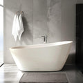 67' Acrylic Freestanding Bathtub, Special-Shaped Slipper Soaking Tub with Chrome Overflow & Pop-Up Drain, cUPC Certified Free Standing Tub for Bathrooms, Gloss White