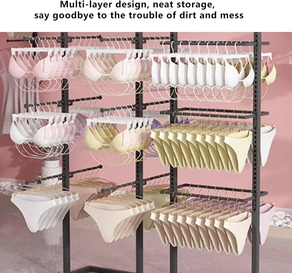 Retail Store Shorts Bra Display Stand,Panty Storage Organizer Rack,Freestanding Garment Racks for Bras Intimates Panties(Silver)