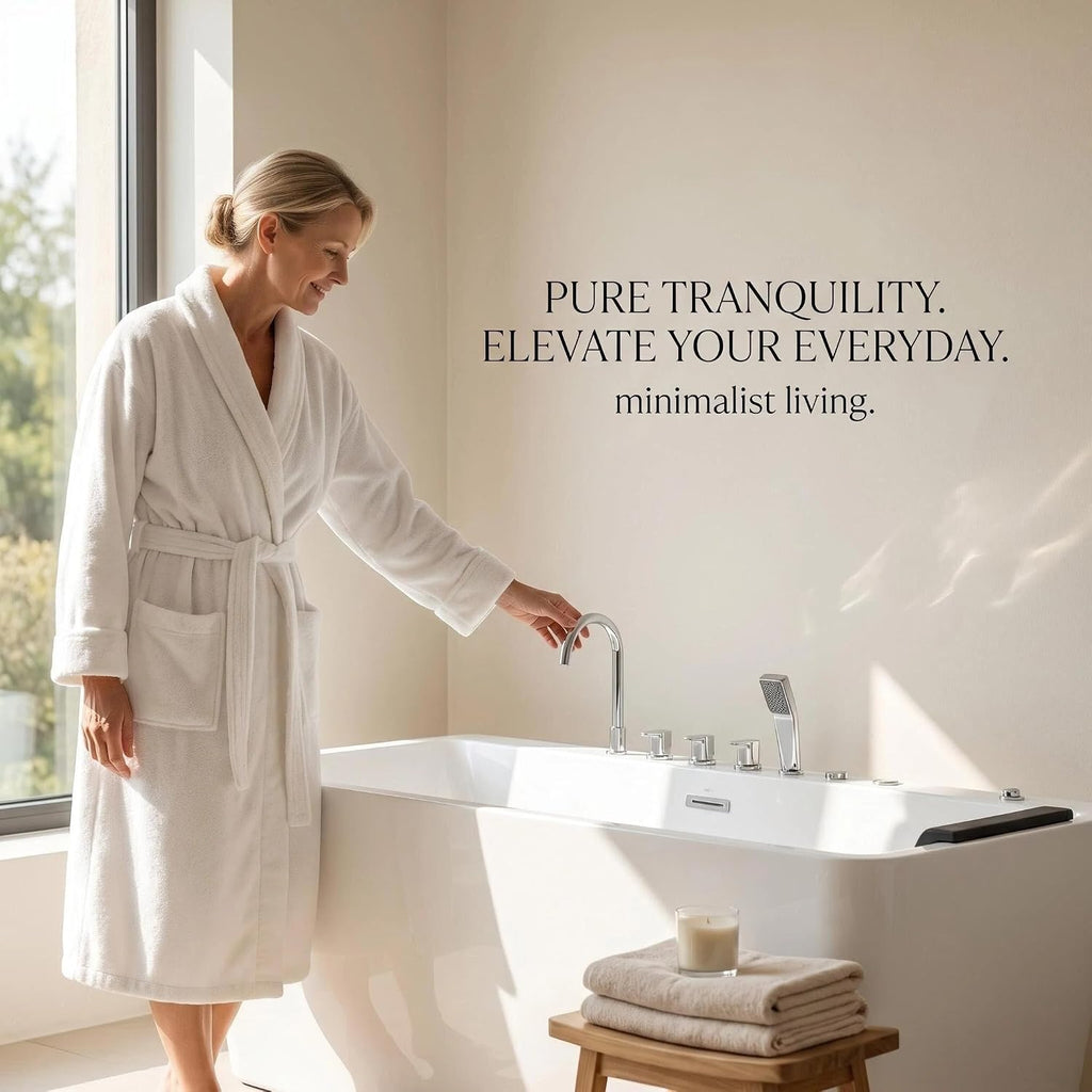 67'Acrylic Single Person Whirlpool Tub with Hydrotherapy Jets, LED Chromotherapy Lights, Soft Waterfall Spout, and 63-Gallon Capacity - Soaking Home Spa.
