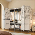 Portable Wardrobe Closet With Cover, Foldable Clothe Rack, Garment Rack For Hanging Clothes, Metal Clothes Storage Closet Organizer, Rack Shelf, For Bedroom(White,170cm/66.9inch)