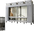 Wardrobe Clothes Organizer, Heavy Duty Garment Rack With Fabric Cover And 2 Hanging Rods, Portable Foldable Wardrobe Closet, 50cm Large Capacity Extra Wide Clothes Closets, Load 2000 Lbs(243x50x170cm)