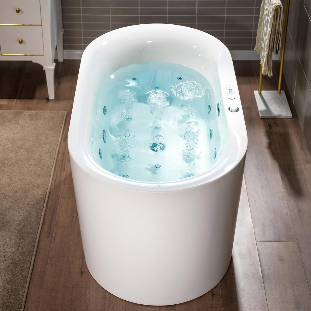 WOODBRIDGE 72' x 35-3/8' Whirlpool and Air Bath Heated Soaking Combination Tub with Adjustable Speed Air Blower and Display Control Panel, BJ600