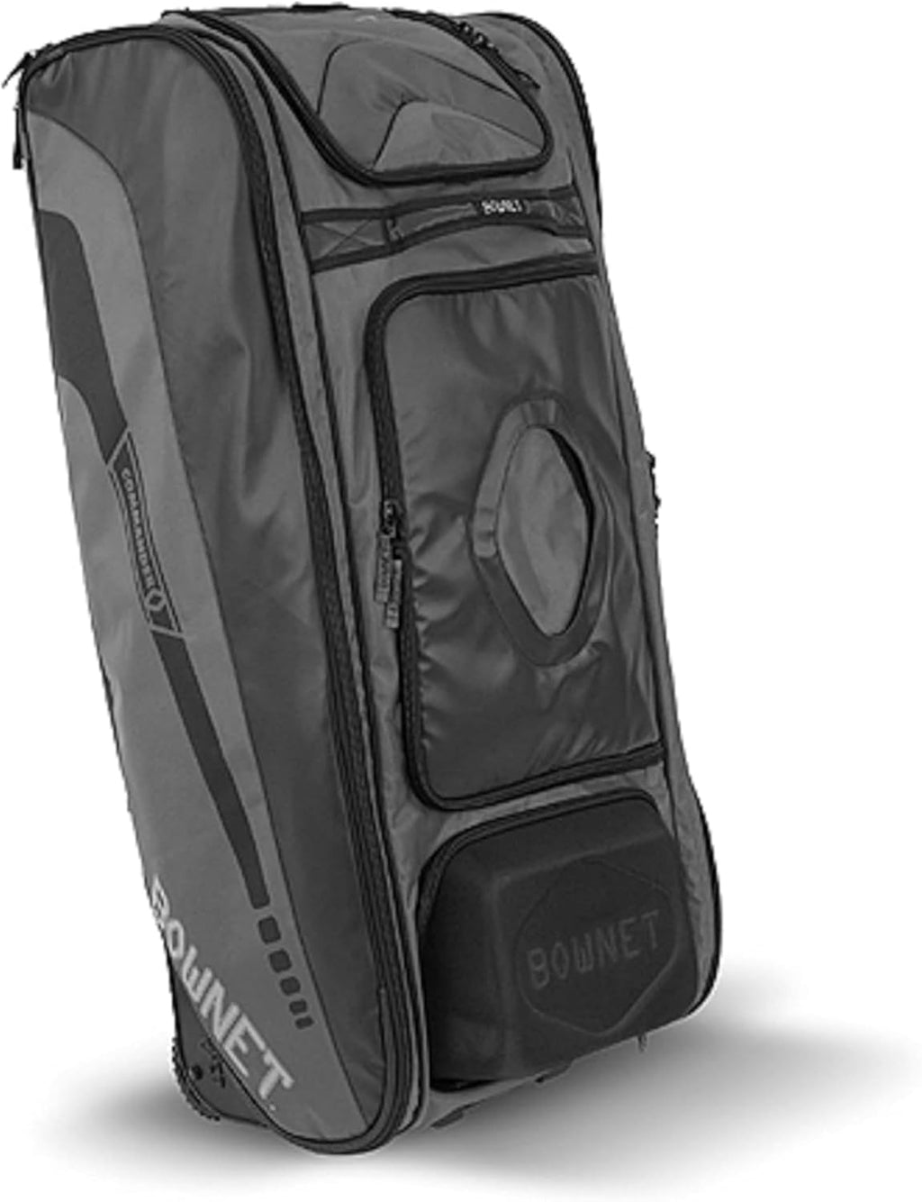 Bownet Commander Rolling Catcher's Gear Bag with Wheels – Baseball & Softball Equipment Bag for Travel Ball, Youth & Adult, 14 Pockets, Molded Helmet Case, Airline Approved