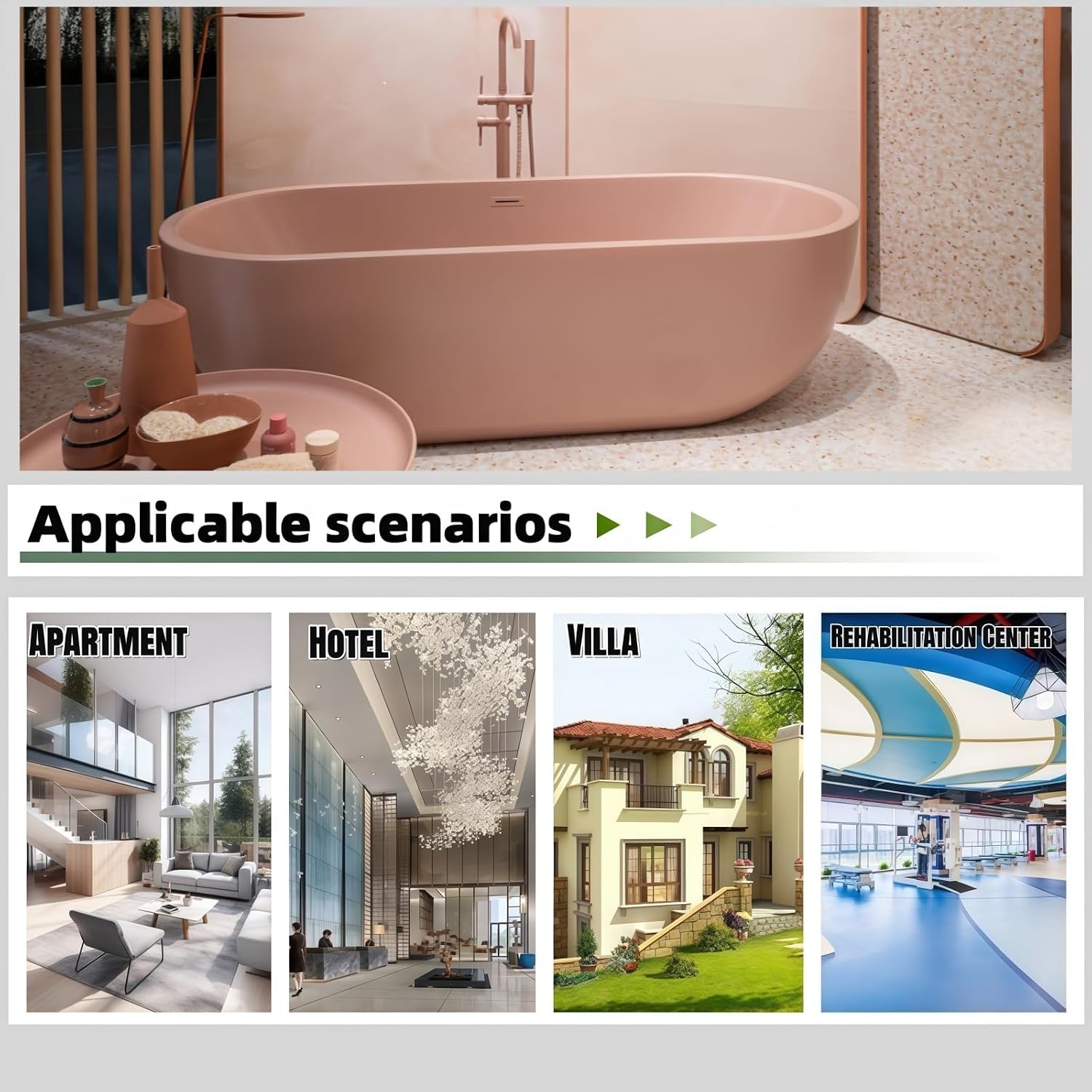 64' Edeyeu Freestanding Bathtub - Modern Soaker Tub with Elegant Aesthetic Design, Extra Deep Stand Alone Tub, with Drain, Suitable for Apartments, Villas and Hotels Pink B