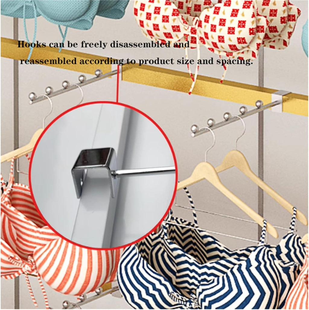 Clothing Store Boutiques Retail Lingerie Garment Rack, Metals, Underwear Display Stand, Commercial Shelves Clothes Rod, for Lingerie Socks Bra Panties Scarves(Gold,100 * 40 * 155cm)