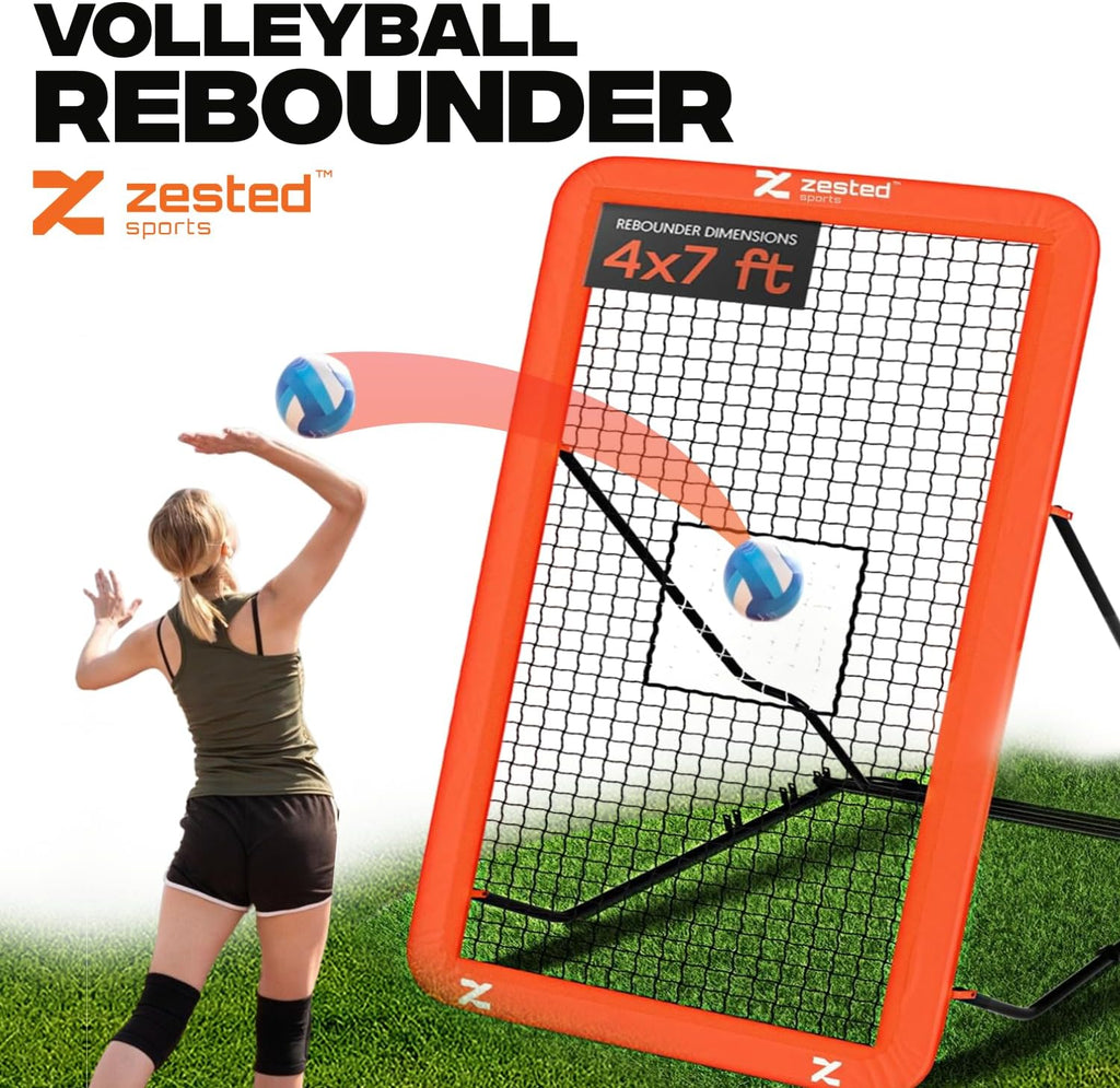 7x4 FT Multi-Sport Rebounder Net – Adjustable Training Net for Volleyball, Lacrosse, Baseball & Soccer – Heavy-Duty Steel Frame, High-Tension Net & Carry Bag for Indoor/Outdoor Practice