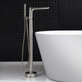 WOODBRIDGE Contemporary Single Handle Floor Mount Freestanding Tub Filler Faucet with Hand shower in Brushed Nickel Finish,F0014BN