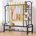 Metal Clothes Rack,Rolling Clothing Racks,Garment Rack With Storage Shelves And Coat/Hat Hooks,Freestanding Clothing Organizer For Bedroom Living Room(150cm/59in)