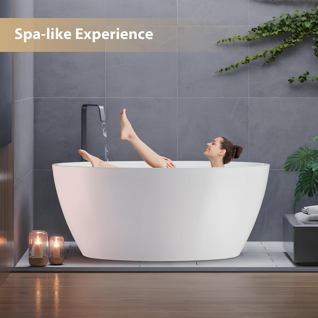 Vanity Art 69' X 40' Freestanding Bathtub | Home Improvement Bathtubs with Contemporary Design for Soaking and Bathing, Overflow and Pop-up Drain with UPC Certified, Acrylic, VA6834-L-TG