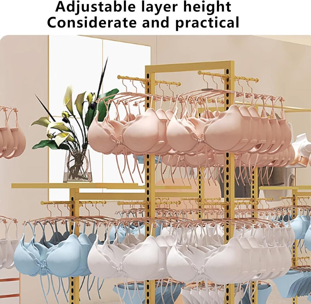 Retail Store Garment Rack Clothing Hanger,Freestanding Underwear Panty Rack,Lingerie Display Rack for Bra Shorts Jewelry(White)