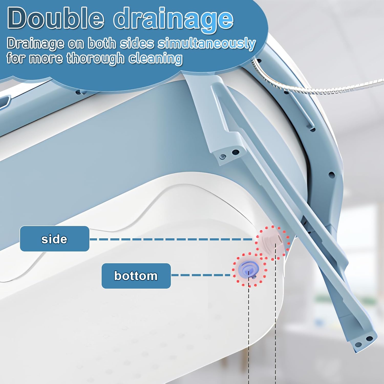 Portable Bathtub Portable Tub for Adults, 56' Foldable Bathtub for Adults Free Standing Tub for Shower, Ice Bath, Sitz Bath, Freestanding Bathtubs with Neck Pillow Blue