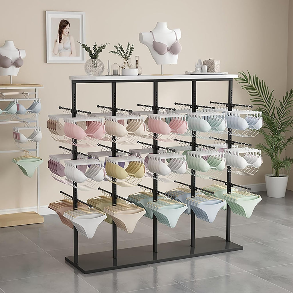 Metals Underwear Display Rack Stand,Underwear Display Stands,Clothing Store Garment Rack Lingerie Display Stand,Commercial Shelves,Freestanding Clothing Store Storage Shelf(Black,130cm/51in)