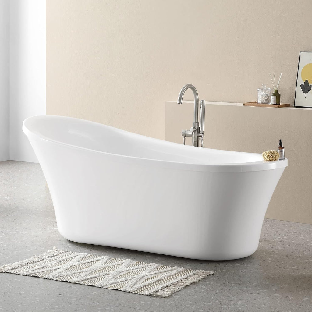 OVE Decors Skylar 34.25-in W x 71-in L Gloss White Acrylic Oval In Rectangle Front Center Drain