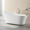 OVE Decors Skylar 34.25-in W x 71-in L Gloss White Acrylic Oval In Rectangle Front Center Drain